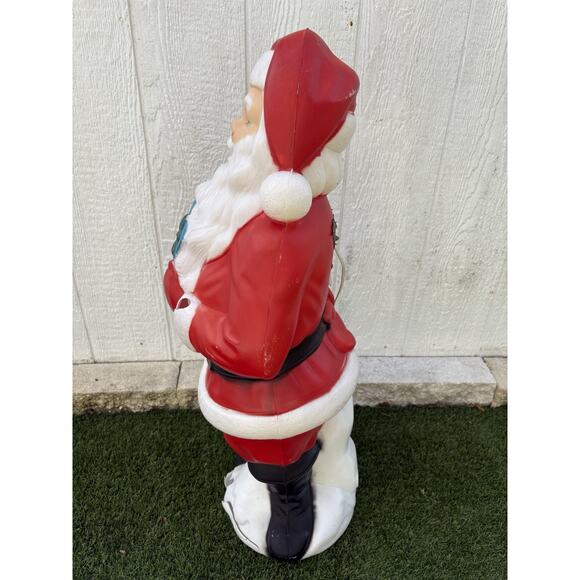 Vintage Christmas 34” General Foam Plastics Santa Claus Blow Mold Light Present - Picture 5 of 15